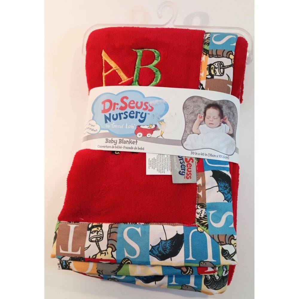 New Dr. Seuss Nursery ABC Deluxe Plush Baby Blanket Trend Lab